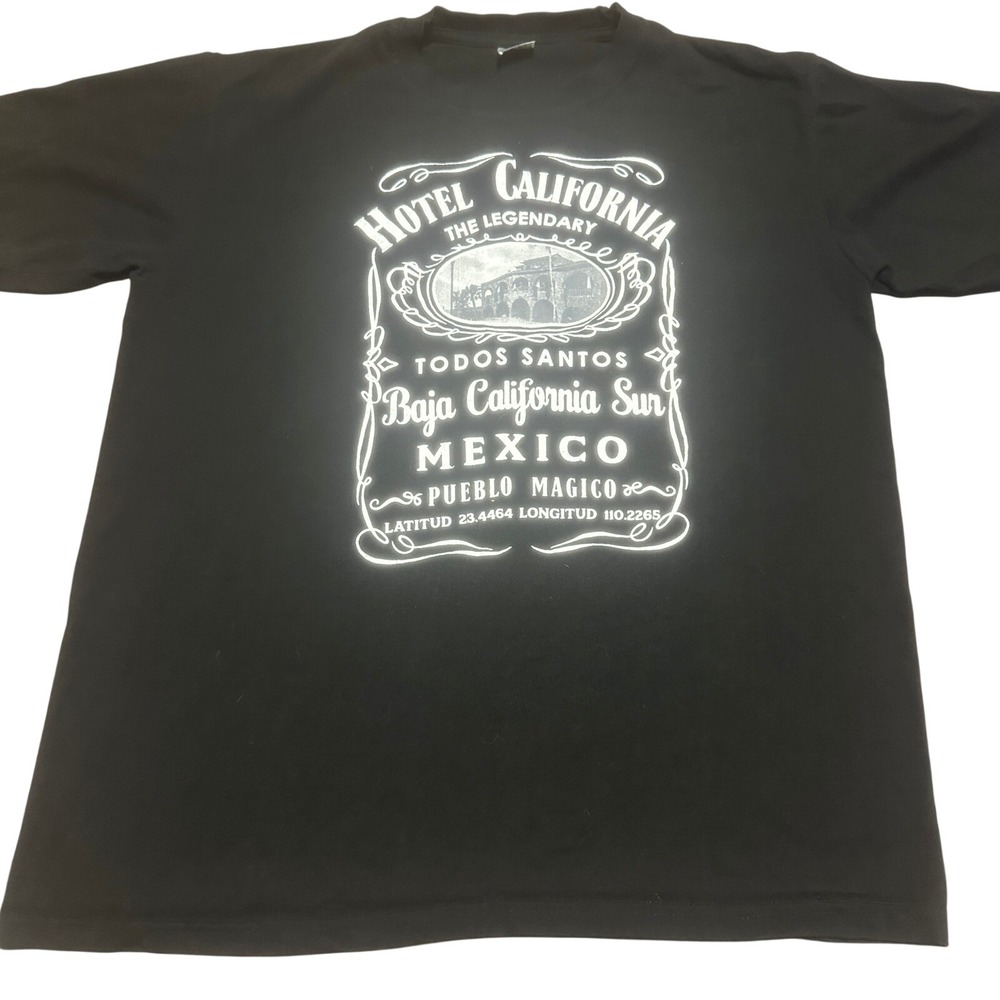 Mens Hotel California Todos‎ Santos Mexico Graphic T-Shirt XL Black Souvenir Tee